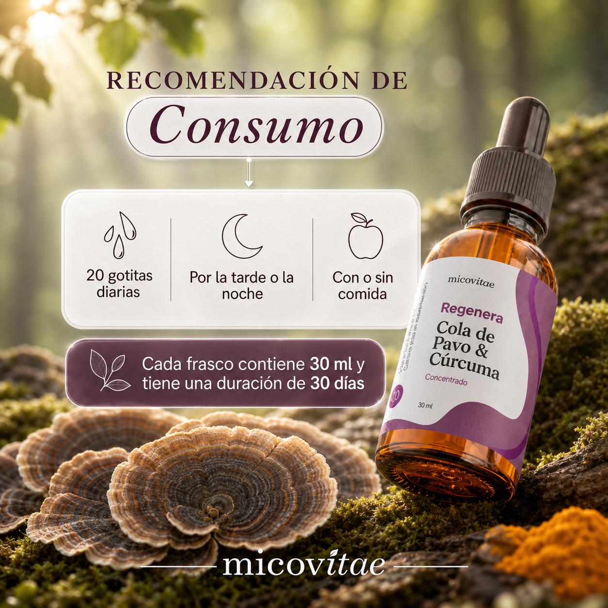 Recomendación de consumo del extracto de Cola de Pavo Micovitae