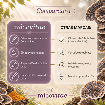 Comparativa del extracto de Cola de Pavo Micovitae frente a otras marcas