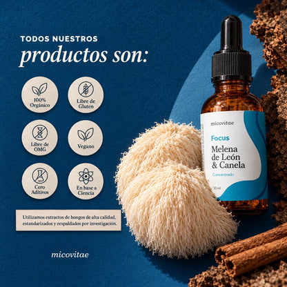Todos los productos Micovitae son orgánicos, libres de gluten y OMG, veganos, sin aditivos y en base a ciencia